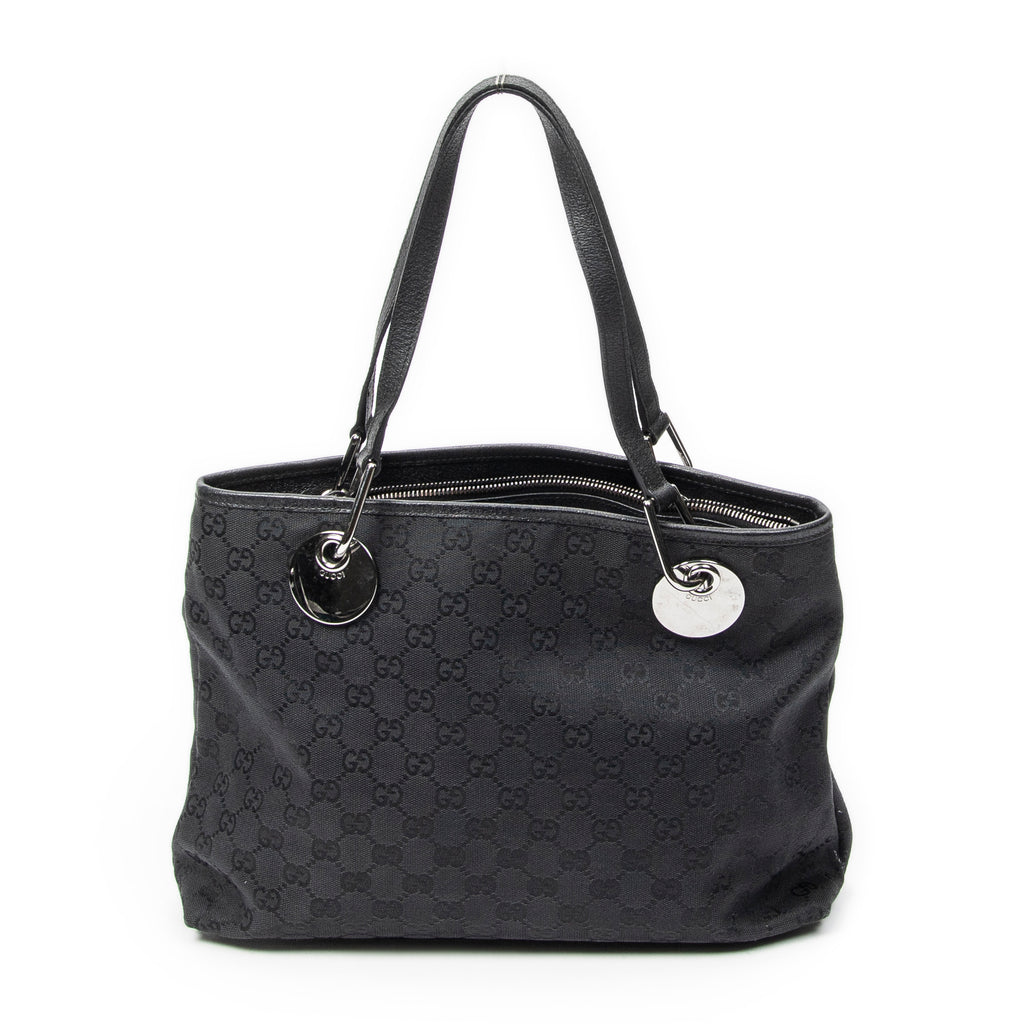 Sac à bandoulière Small Eclipse Tote en toile monogrammée noire