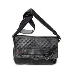 Shoulder Bag Web Rubber Medium Messenger Black Guccissima Leather