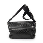 Shoulder Bag Web Rubber Medium Messenger Black Guccissima Leather
