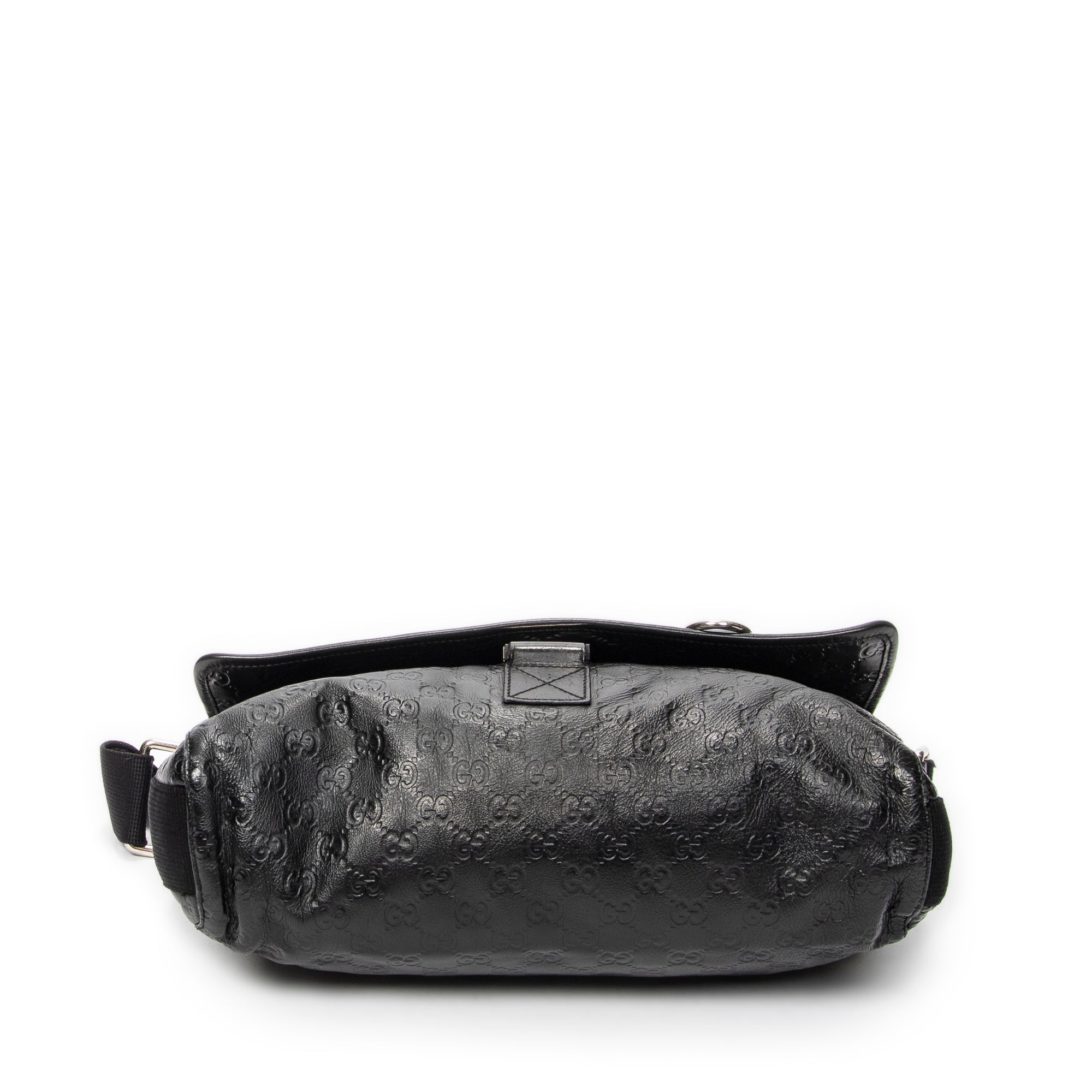 Shoulder Bag Web Rubber Medium Messenger Black Guccissima Leather
