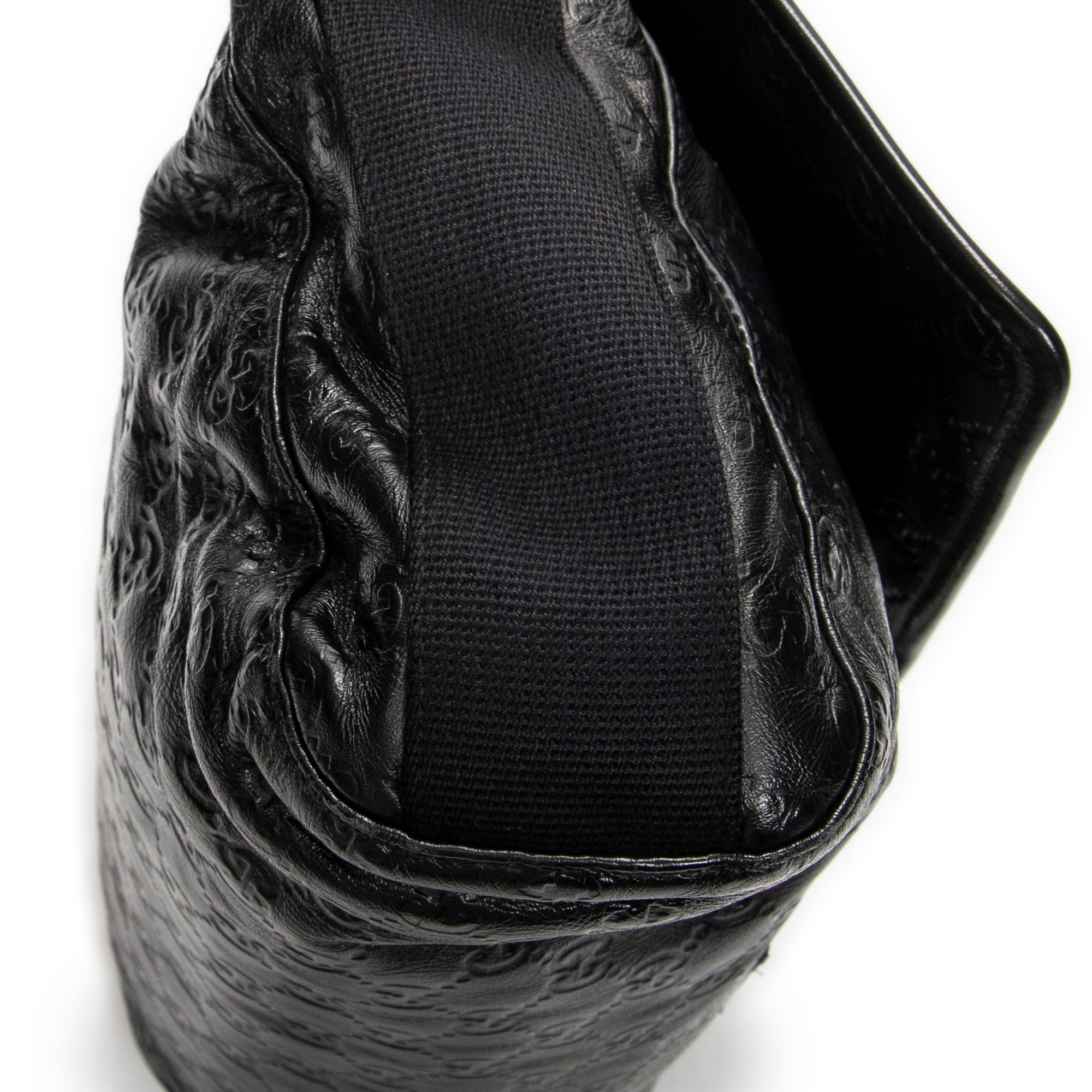 Shoulder Bag Web Rubber Medium Messenger Black Guccissima Leather