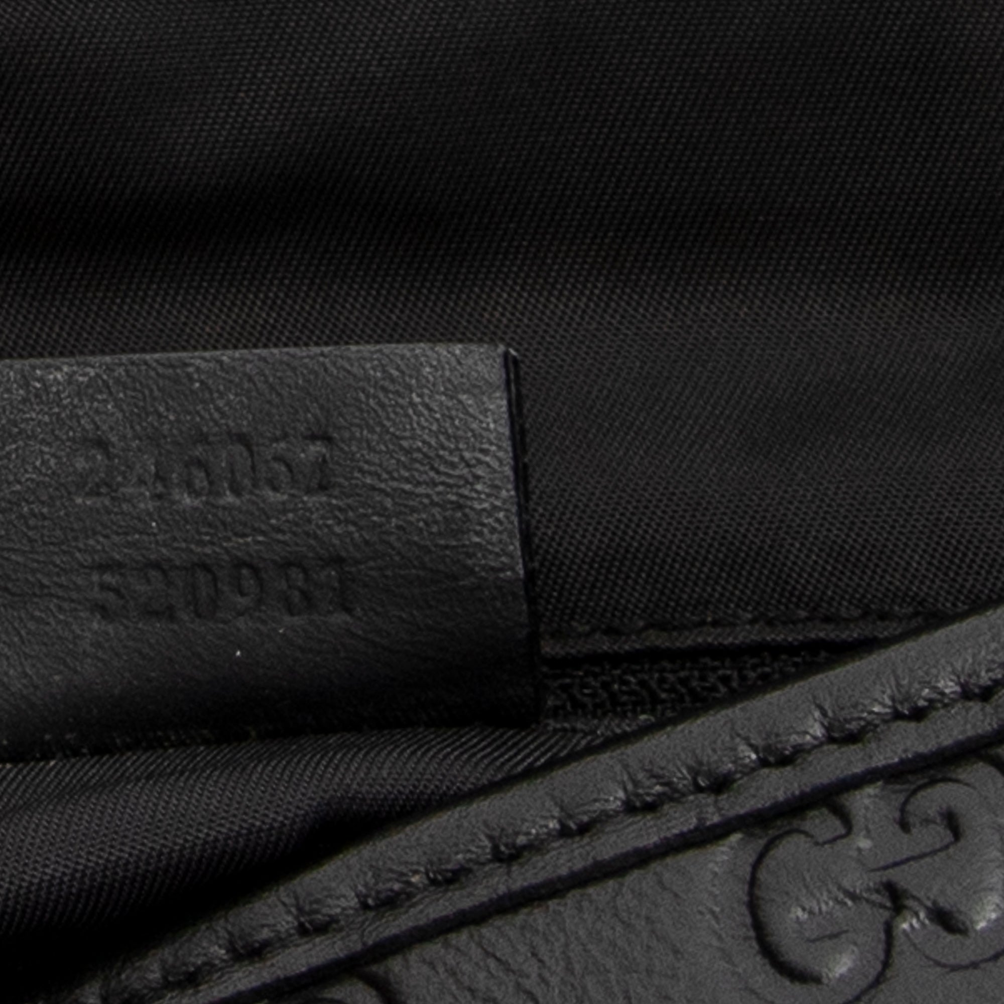 Shoulder Bag Web Rubber Medium Messenger Black Guccissima Leather