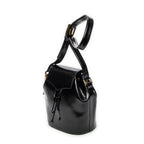 Backpack Logo Charm Drawstring Backpack Black Smooth Leather