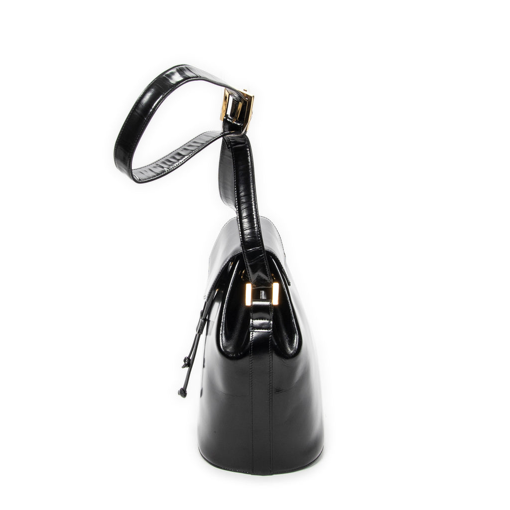 Backpack Logo Charm Drawstring Backpack Black Smooth Leather