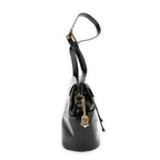 Backpack Logo Charm Drawstring Backpack Black Smooth Leather