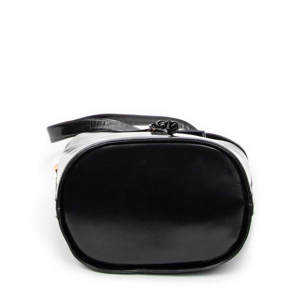 Backpack Logo Charm Drawstring Backpack Black Smooth Leather