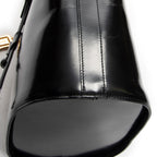 Backpack Logo Charm Drawstring Backpack Black Smooth Leather