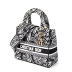 Shoulder Bag Medium Lady D-Lite Black Embroidered Canvas