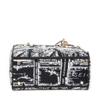 Shoulder Bag Medium Lady D-Lite Black Embroidered Canvas