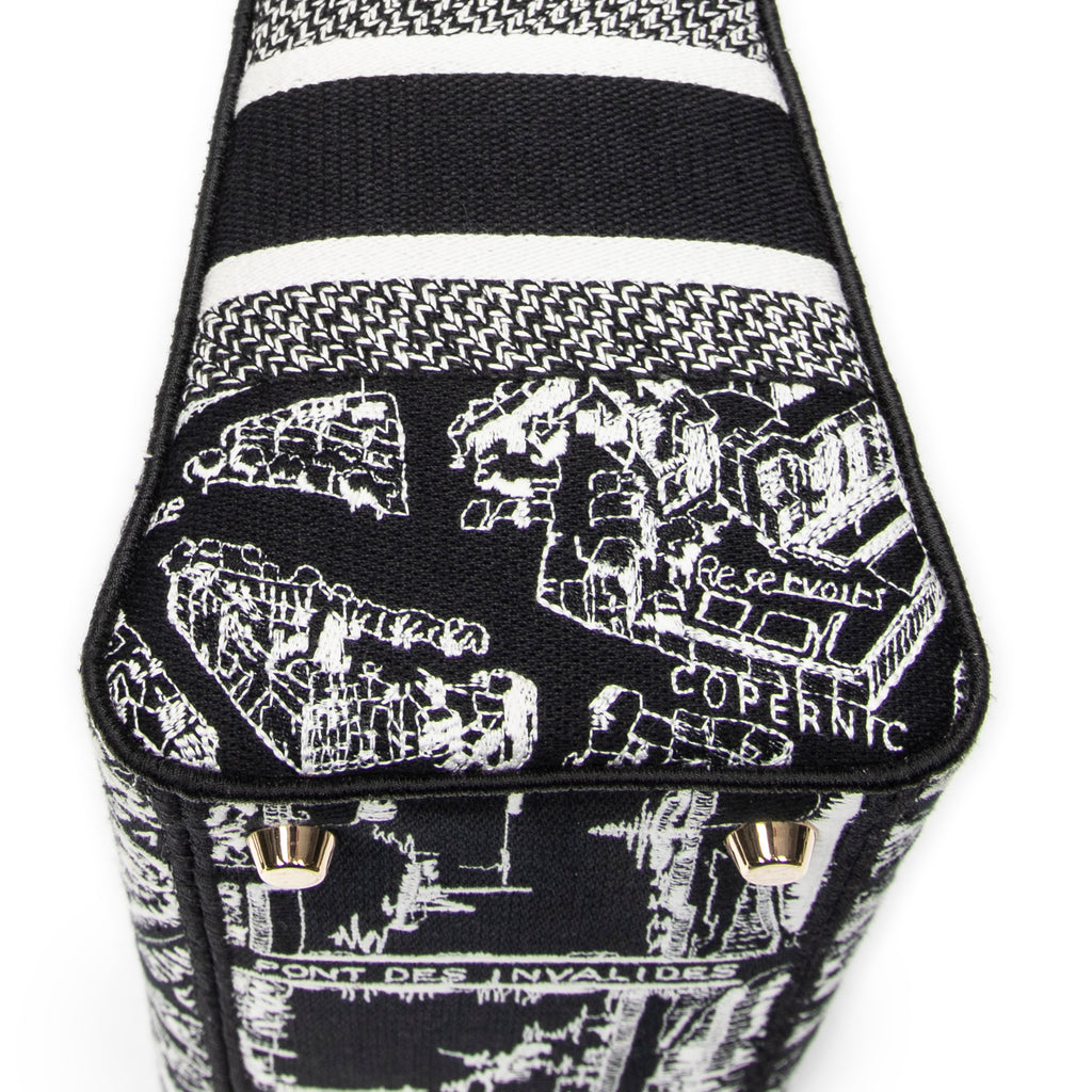 Shoulder Bag Medium Lady D-Lite Black Embroidered Canvas