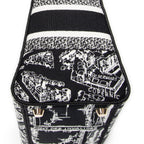 Shoulder Bag Medium Lady D-Lite Black Embroidered Canvas