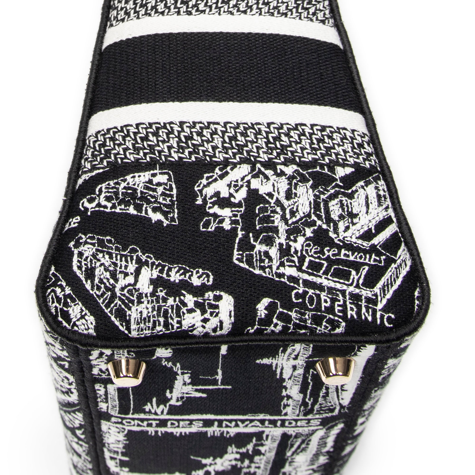 Shoulder Bag Medium Lady D-Lite Black Embroidered Canvas
