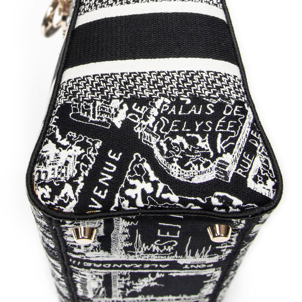 Shoulder Bag Medium Lady D-Lite Black Embroidered Canvas