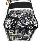 Shoulder Bag Medium Lady D-Lite Black Embroidered Canvas