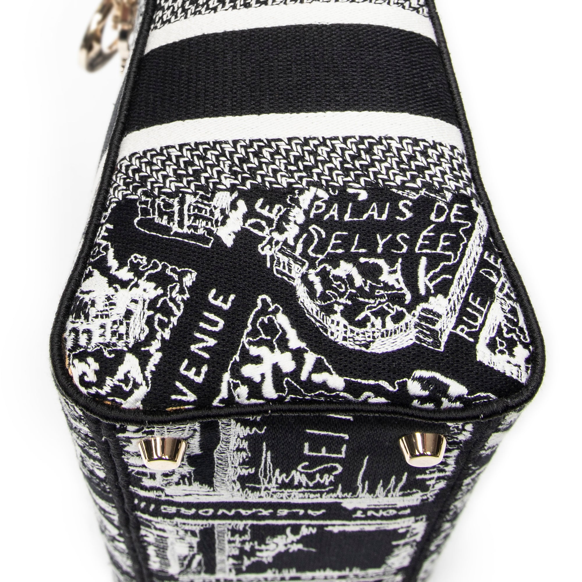 Shoulder Bag Medium Lady D-Lite Black Embroidered Canvas