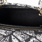 Shoulder Bag Medium Lady D-Lite Black Embroidered Canvas