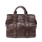 Handbag Top Handle Satchel Brown Intrecciato Leather