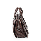 Handbag Top Handle Satchel Brown Intrecciato Leather