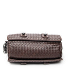 Handbag Top Handle Satchel Brown Intrecciato Leather