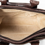 Handbag Top Handle Satchel Brown Intrecciato Leather