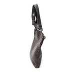 Bolso de Hombro Mensajero Plano Cuadrado de Cuero Intrecciato Marrón Oscuro