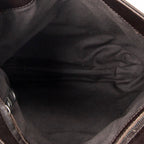 Bolso de Hombro Mensajero Plano Cuadrado de Cuero Intrecciato Marrón Oscuro