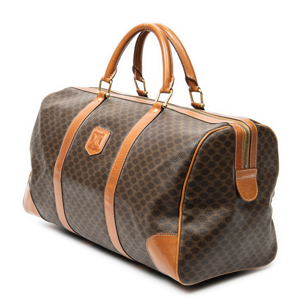 Travel Bag Vintage Medium Travel Boston Brown Macadam Coated Canvas