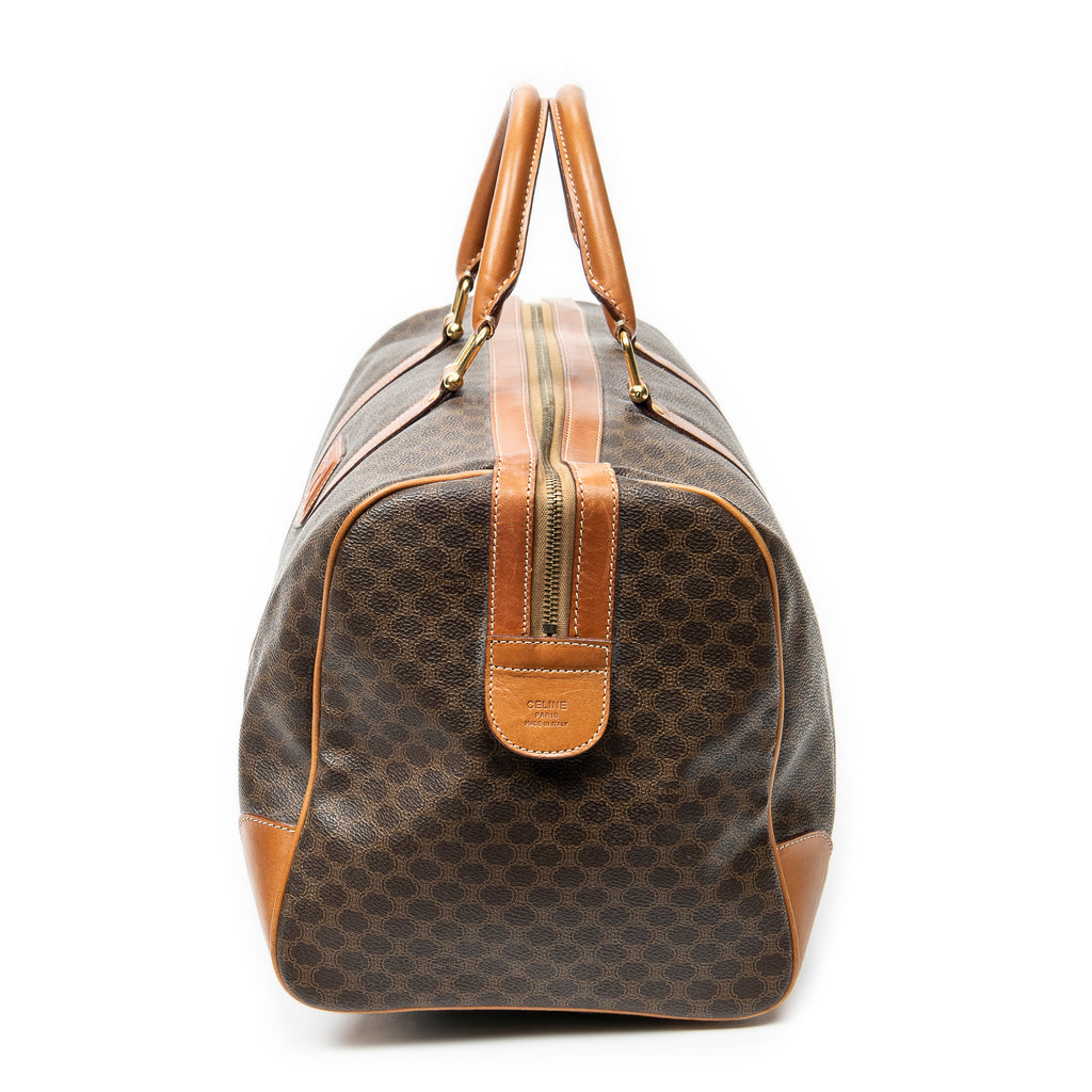 Travel Bag Vintage Medium Travel Boston Brown Macadam Coated Canvas