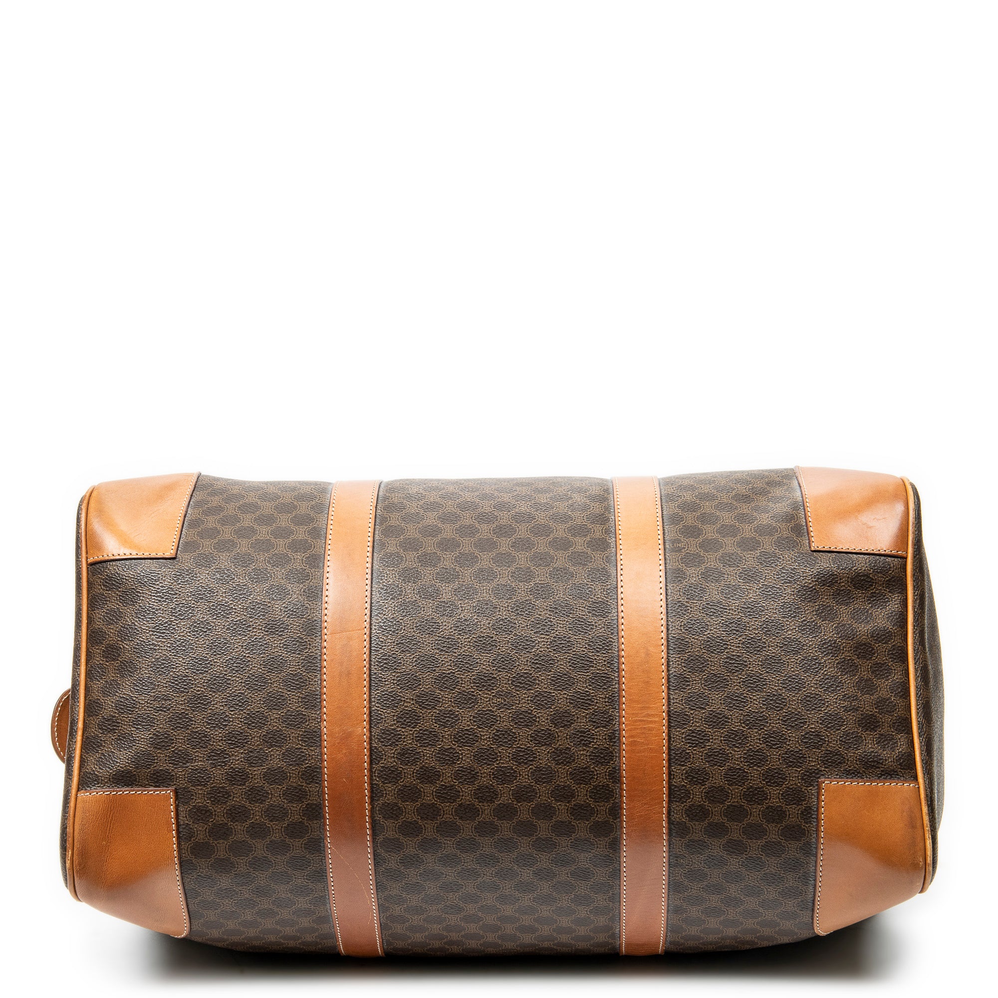 Travel Bag Vintage Medium Travel Boston Brown Macadam Coated Canvas