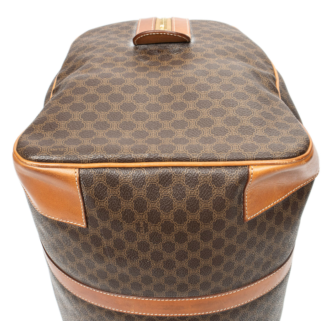 Travel Bag Vintage Medium Travel Boston Brown Macadam Coated Canvas