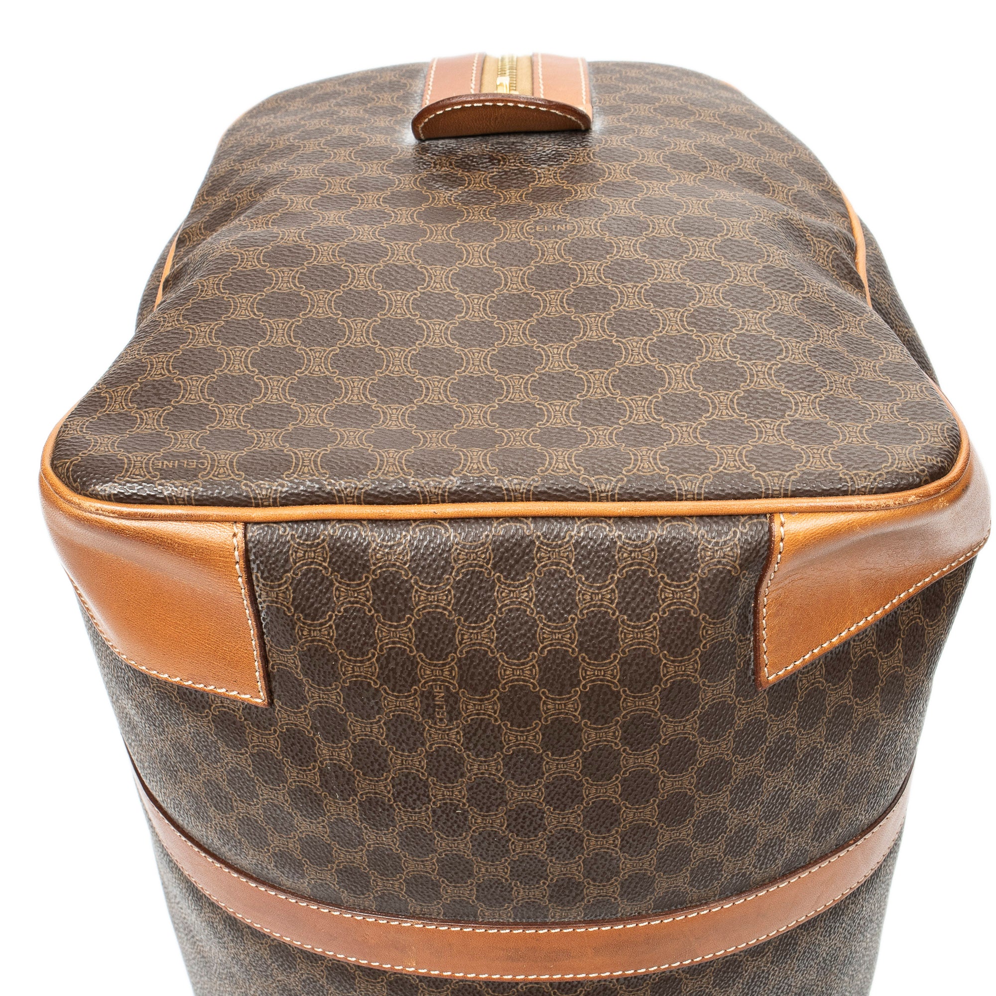 Travel Bag Vintage Medium Travel Boston Brown Macadam Coated Canvas