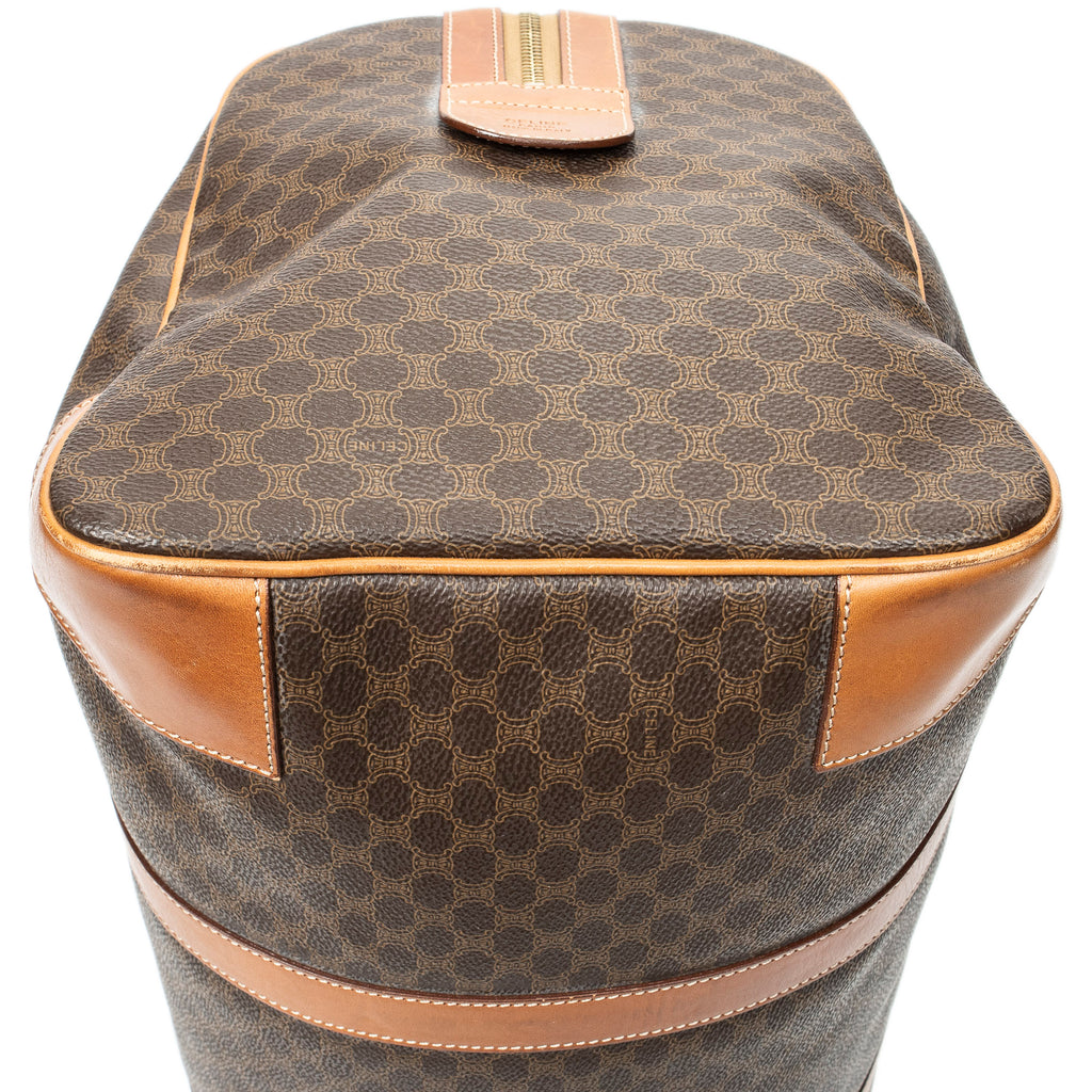 Travel Bag Vintage Medium Travel Boston Brown Macadam Coated Canvas
