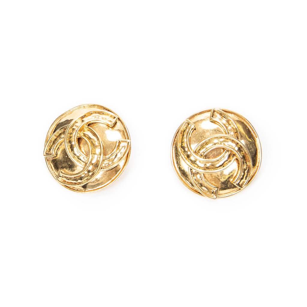 Earrings CC Round Clip On Earrings Gold Gold Plated