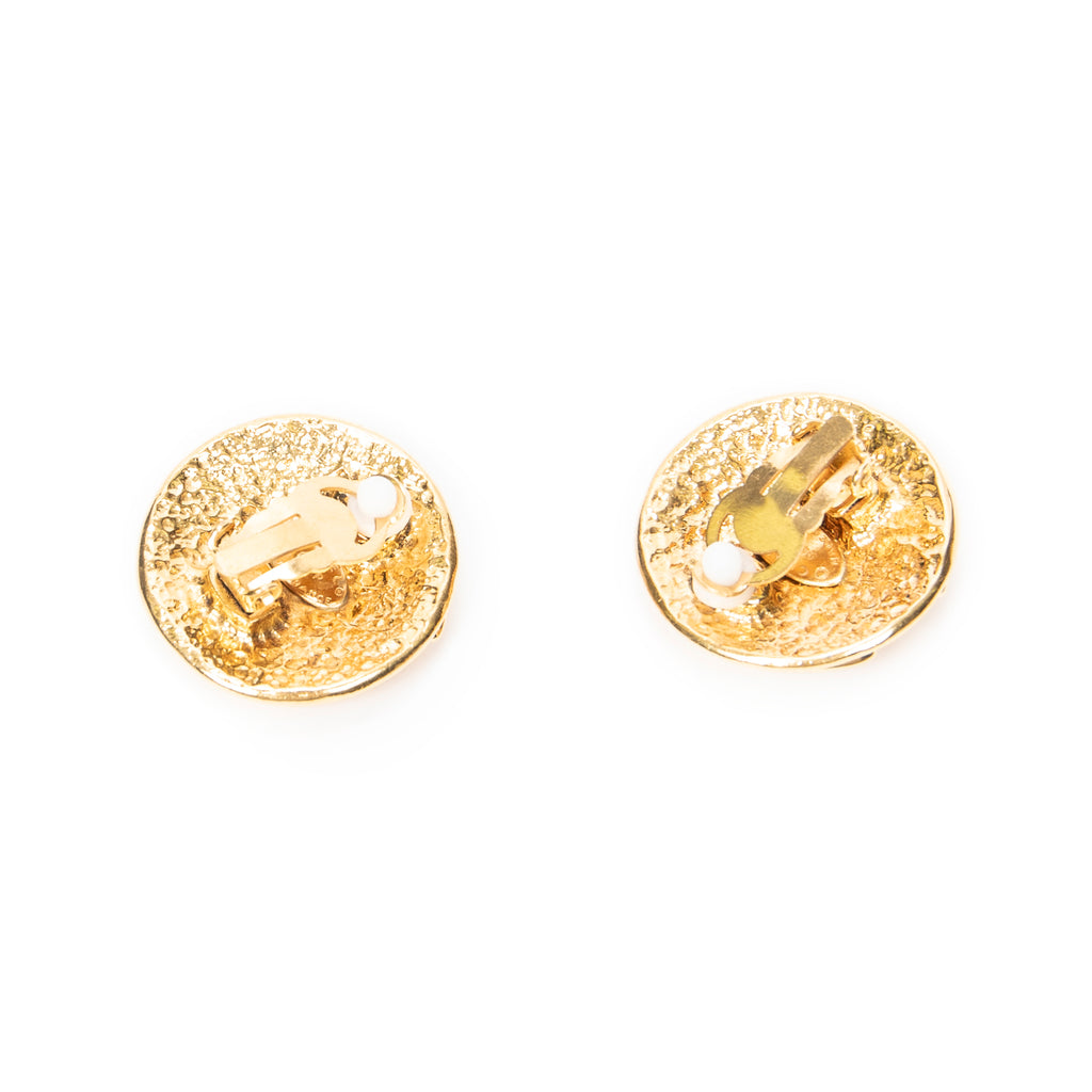 Earrings CC Round Clip On Earrings Gold Gold Plated