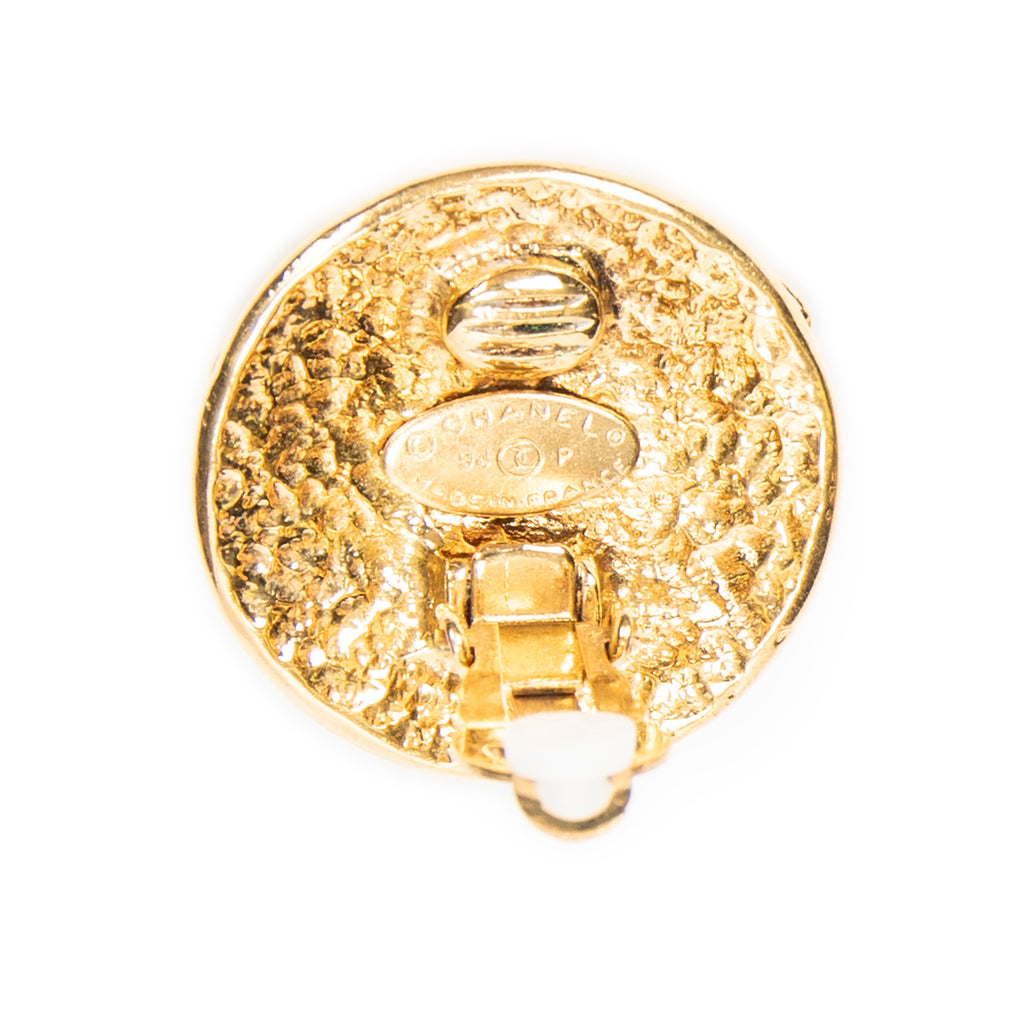 Earrings CC Round Clip On Earrings Gold Gold Plated