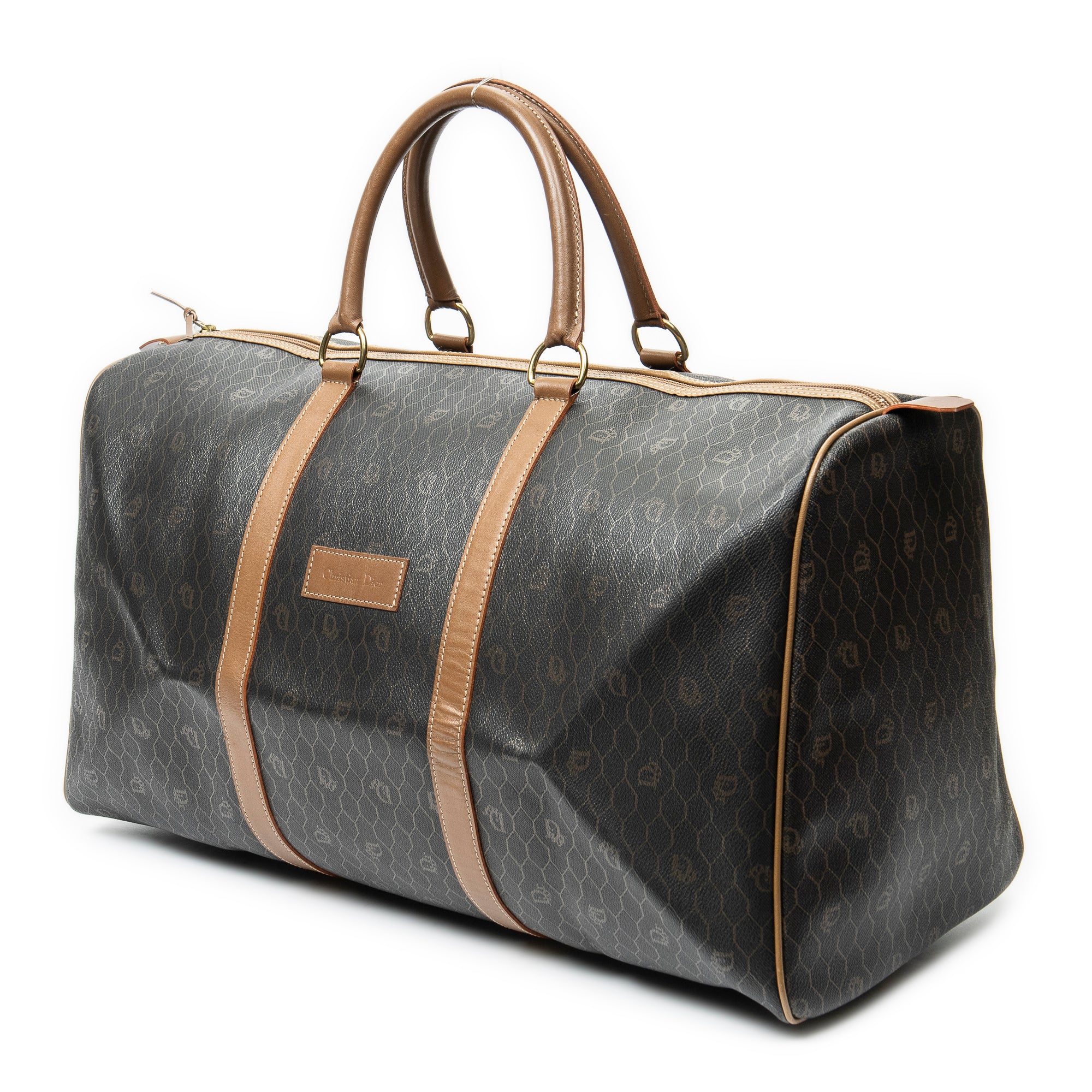 Dior - Grand sac de voyage Boston vintage - Gris/Marron
