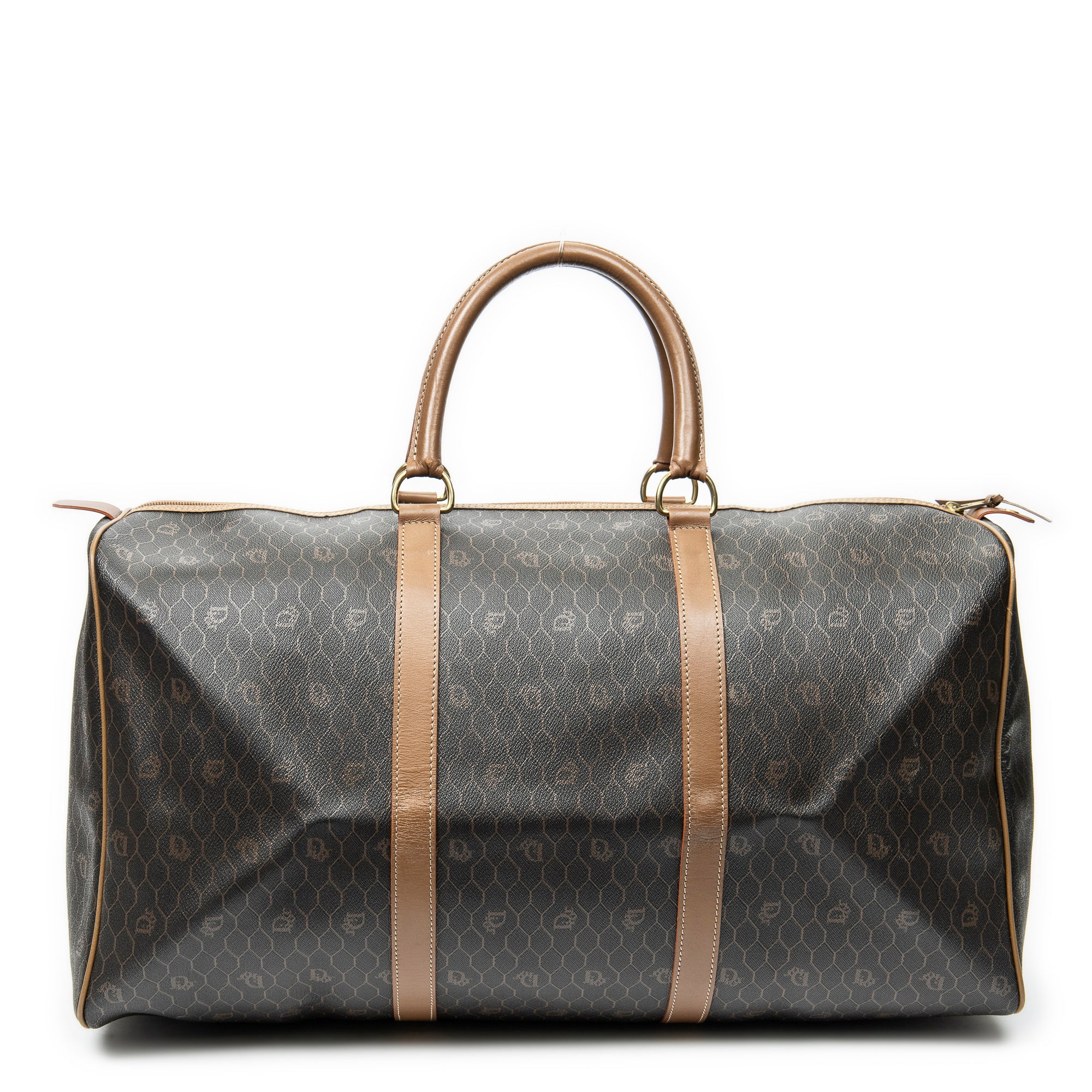Dior - Grand sac de voyage Boston vintage - Gris/Marron