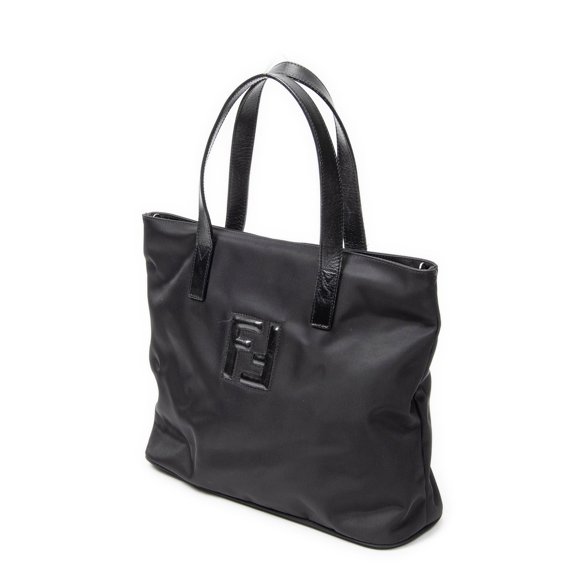 Shoulder Bag Vintage FF Frame Tote Black Nylon Canvas