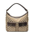 Shoulder Bag Medium Abbey Pocket Hobo Brown Monogrammed Canvas