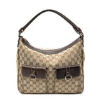 Shoulder Bag Medium Abbey Pocket Hobo Brown Monogrammed Canvas