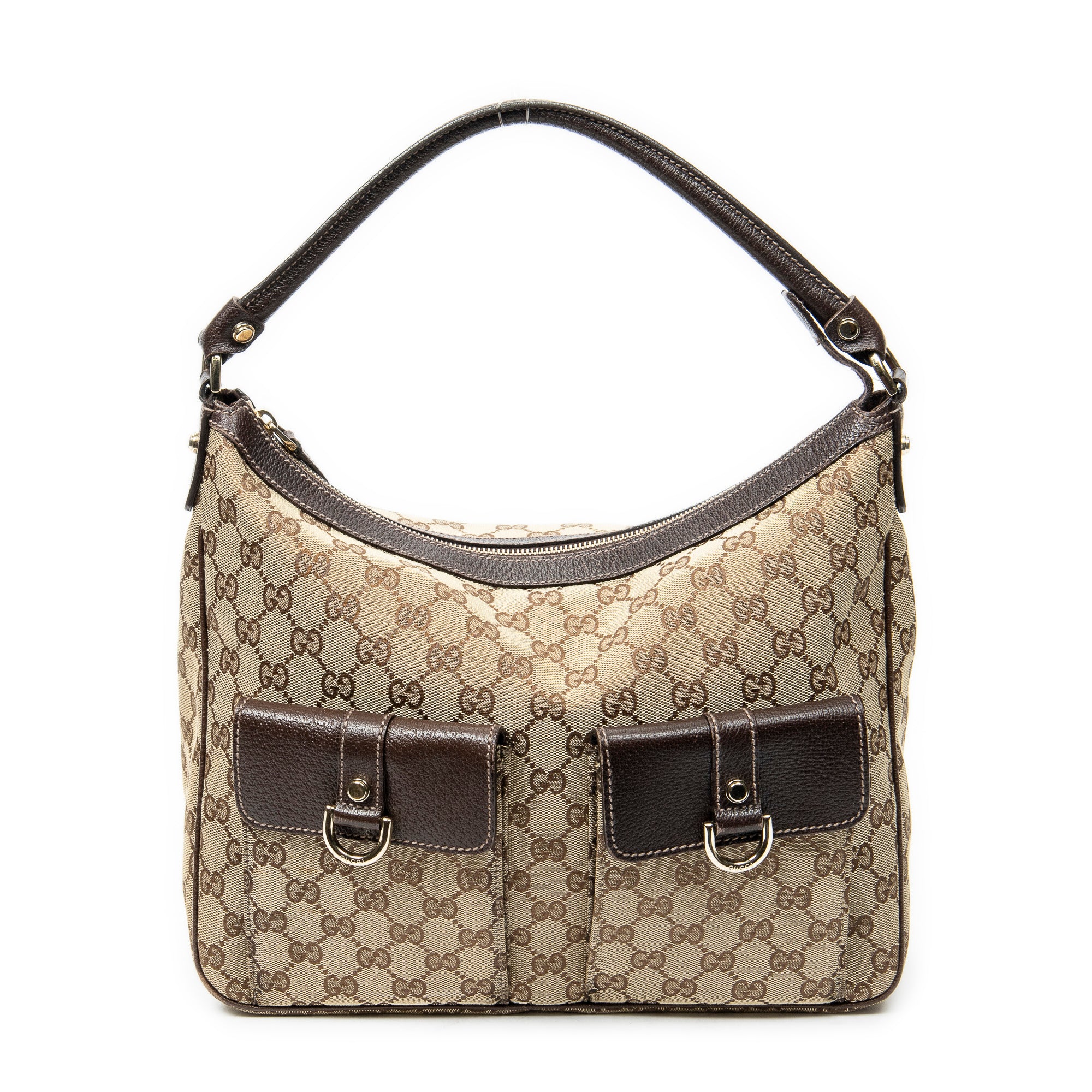 Shoulder Bag Medium Abbey Pocket Hobo Brown Monogrammed Canvas