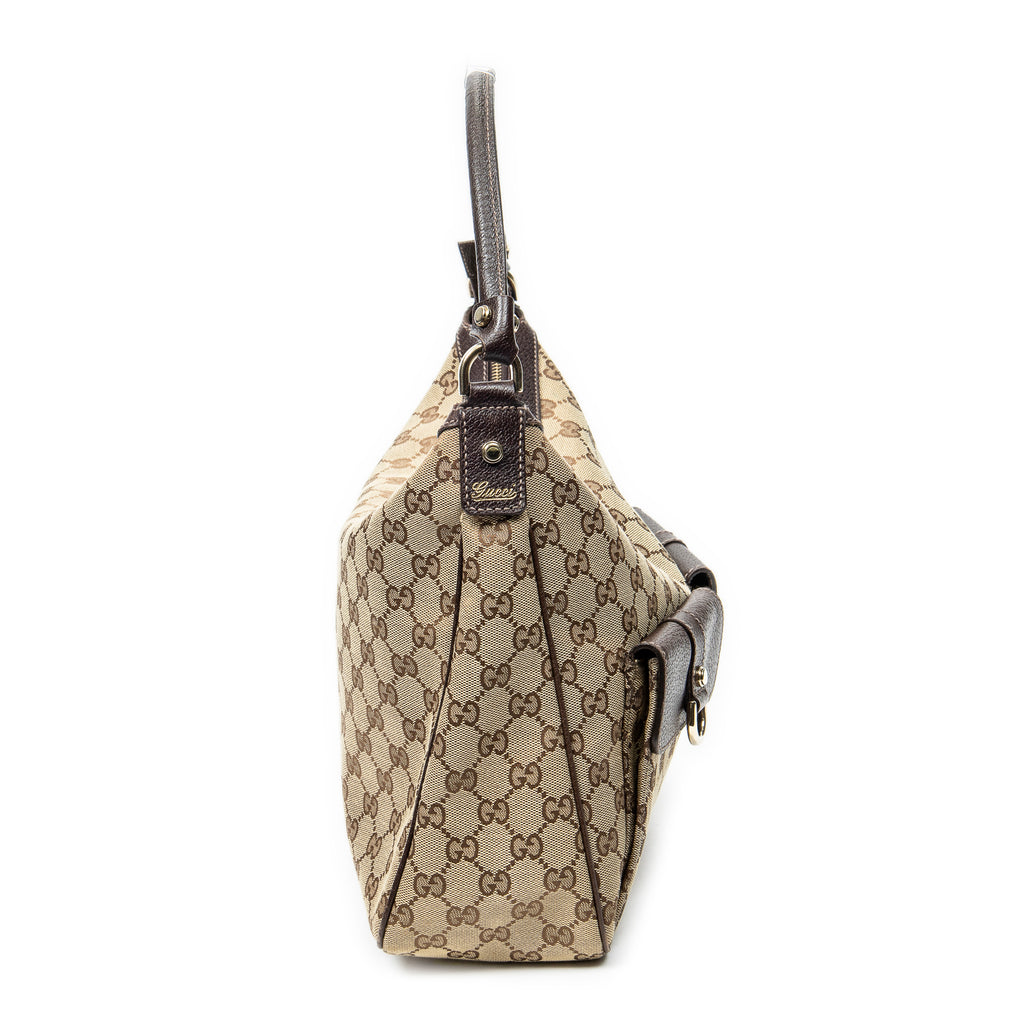 Shoulder Bag Medium Abbey Pocket Hobo Brown Monogrammed Canvas