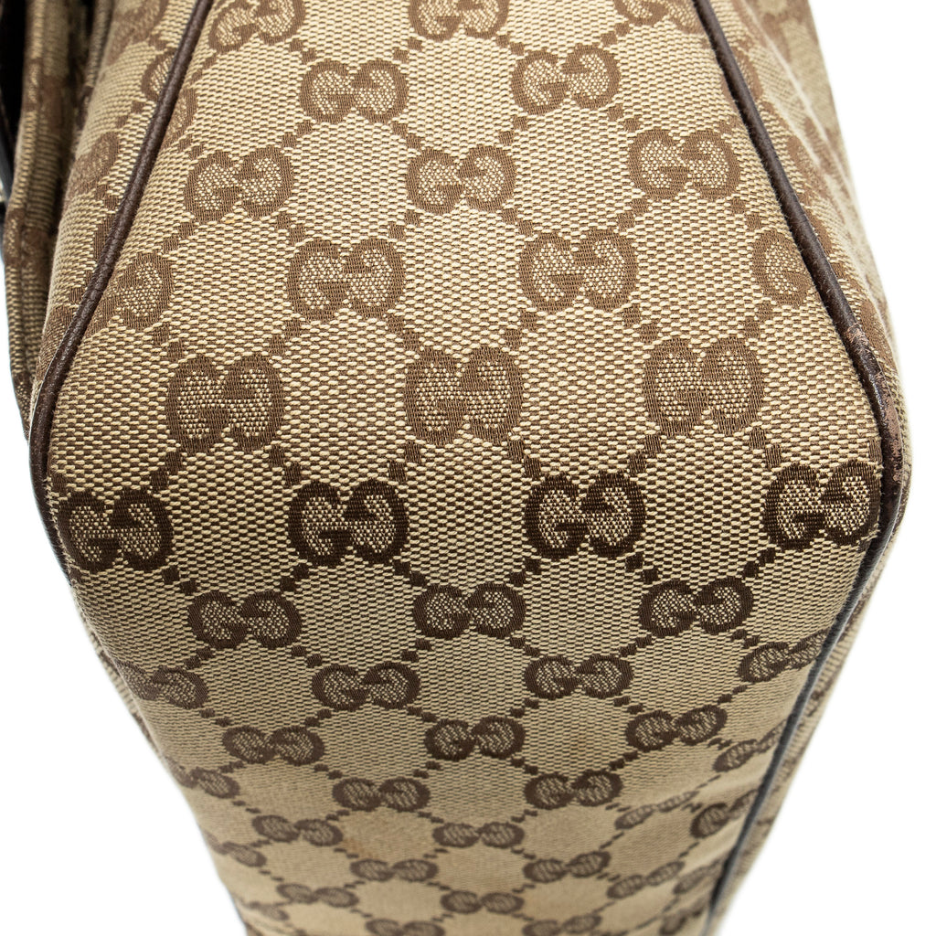 Shoulder Bag Medium Abbey Pocket Hobo Brown Monogrammed Canvas