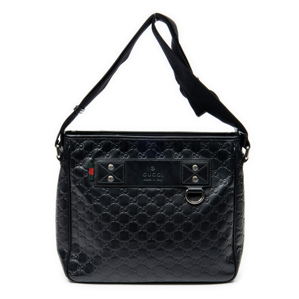 Shoulder Bag Web Messenger Black Guccissima Leather