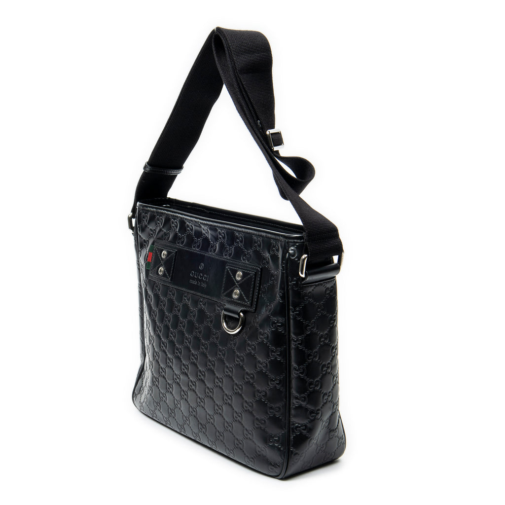 Shoulder Bag Web Messenger Black Guccissima Leather