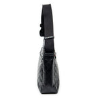 Sac bandoulière Web Messenger en cuir Guccissima noir