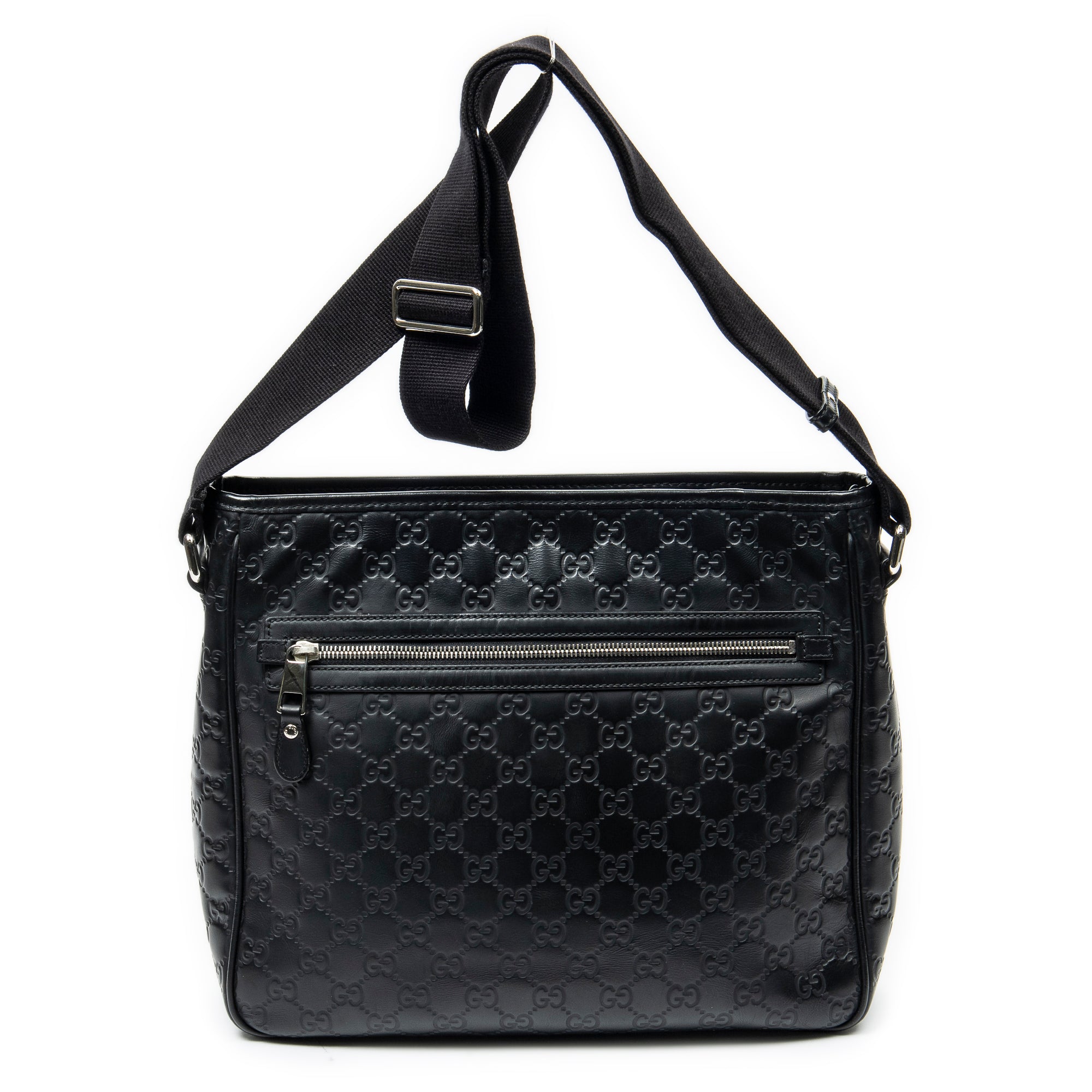 Shoulder Bag Web Messenger Black Guccissima Leather