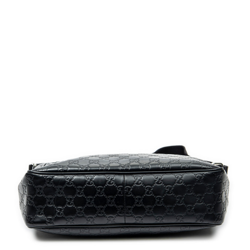 Shoulder Bag Web Messenger Black Guccissima Leather
