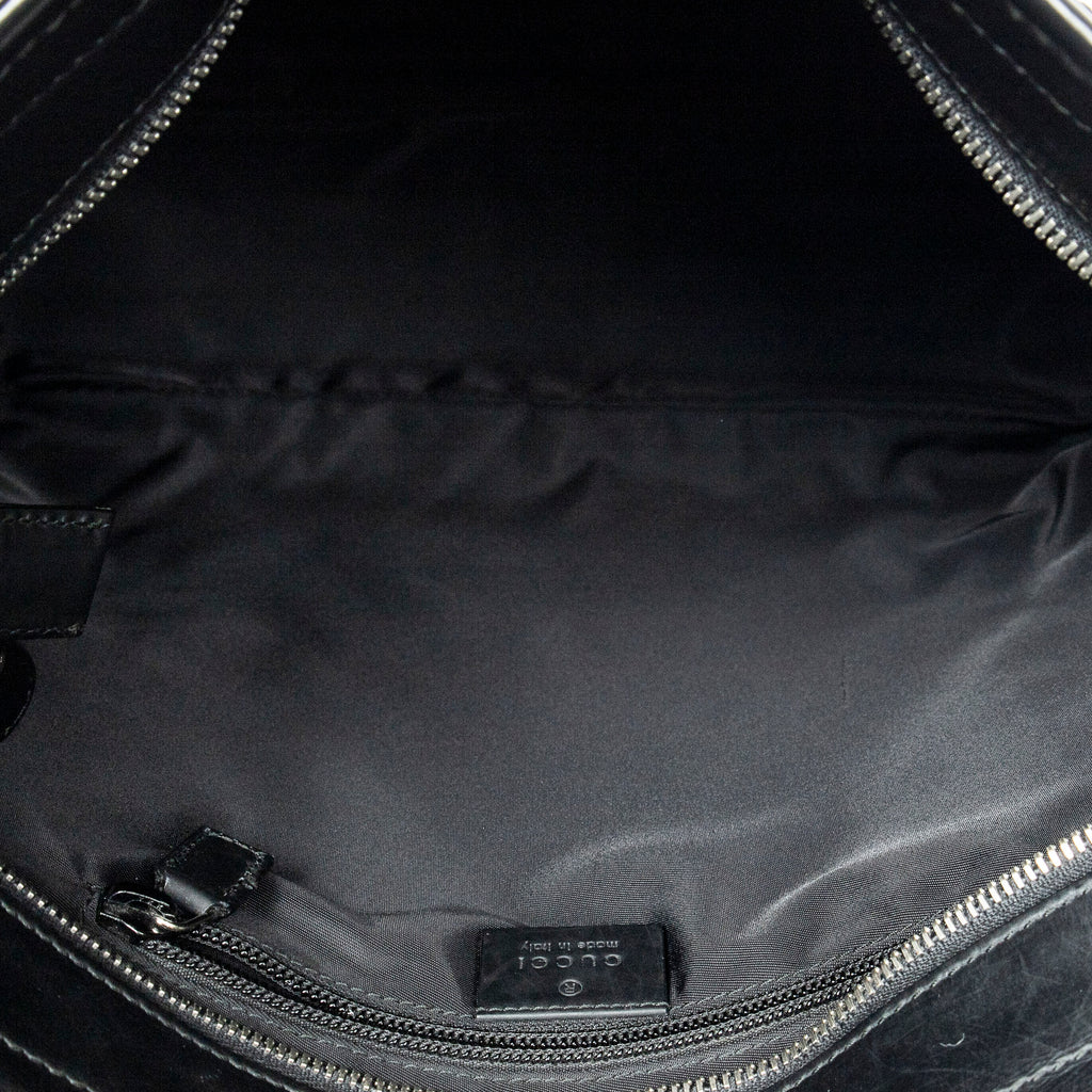 Shoulder Bag Web Messenger Black Guccissima Leather