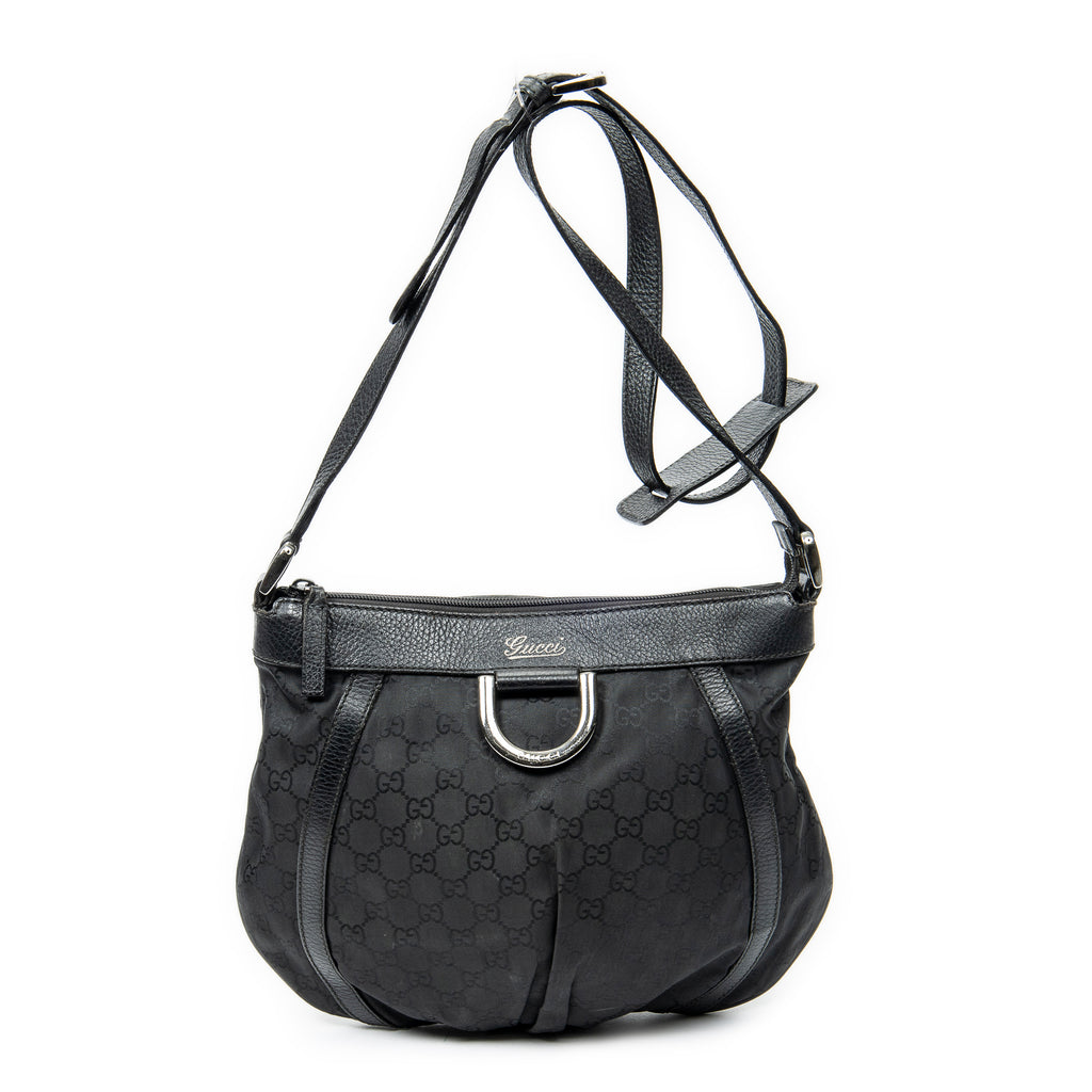 Shoulder Bag Small D-Ring Messenger Black Monogrammed Nylon Canvas